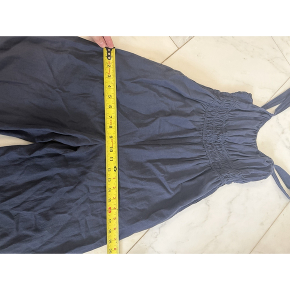 Madewell Navy Blue Tank Top Jumpsuit Linen Blend Elastic Waist Wide Leg Size XXS - Picture 9 of 9